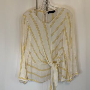 Italian Linen Striped Yellow and White Women's Top